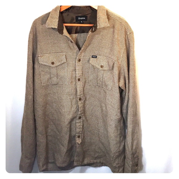 Brixton Other - Brixton XL Button Down Cream & Brown With Pockets
